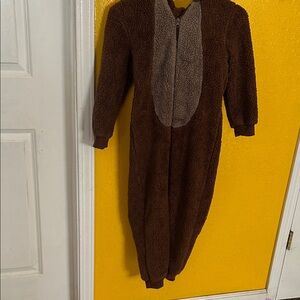 Brown Fleece Hooded Onesie